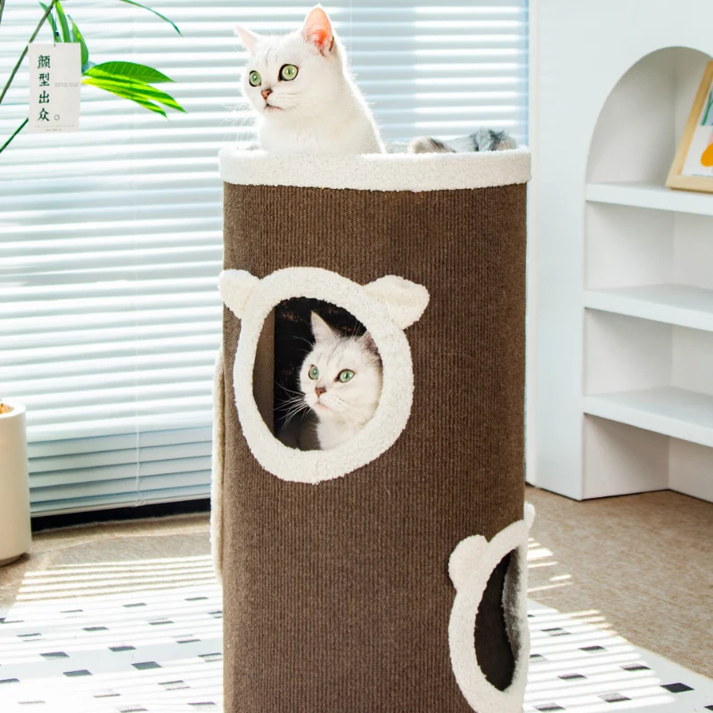 Kratztonne, Braun Sisaleimer, kratzbrett & Katzenbett, langlebige, platzsparendes Design für Mehrkatzenhaushalte