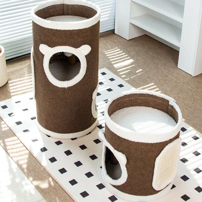 Kratztonne, Braun Sisaleimer, kratzbrett & Katzenbett, langlebige, platzsparendes Design für Mehrkatzenhaushalte