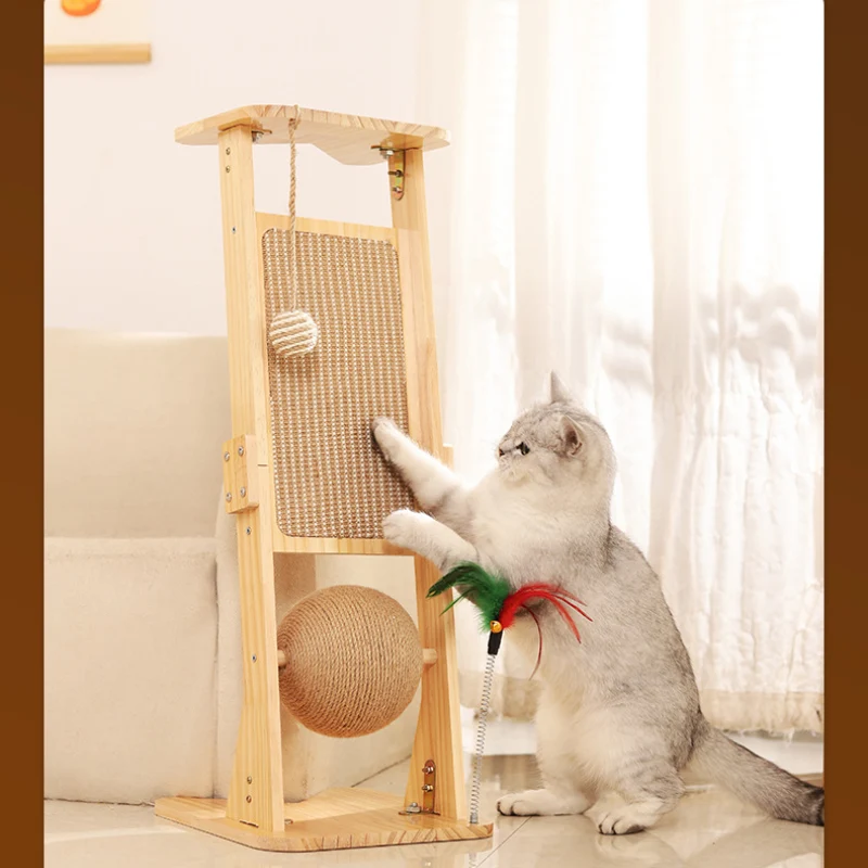 Kratzbrett Katze, Ecke Holz Stehendes Sisal Katzenkratzbrett für Schützen Sie Ihre Möbel, Zwei Stile verfügbar, Katze Viel Spaß