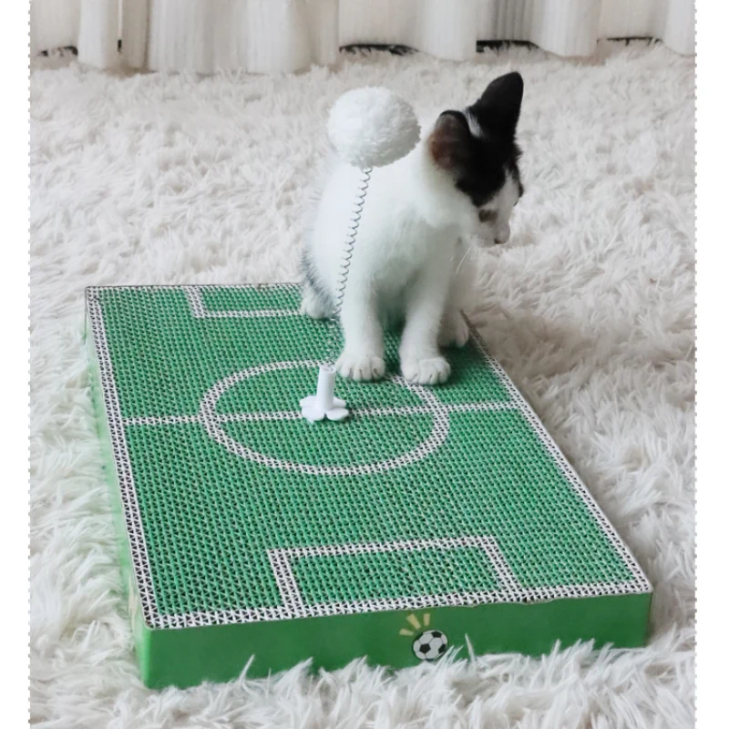 Kratzbrett Katze, Fußballplatz Katzenkratzbrett mit Selbstspielball, langlebig, Umweltfreundlich, für Spiel und Entspannung