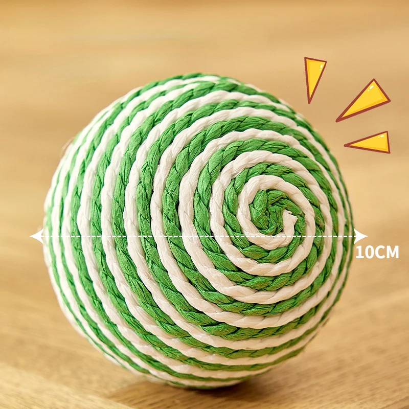 Katzenspielzeug Ball Sisal 10cm kann Geräusche machen, unterhaltsam und für den Innenbereich interaktiv