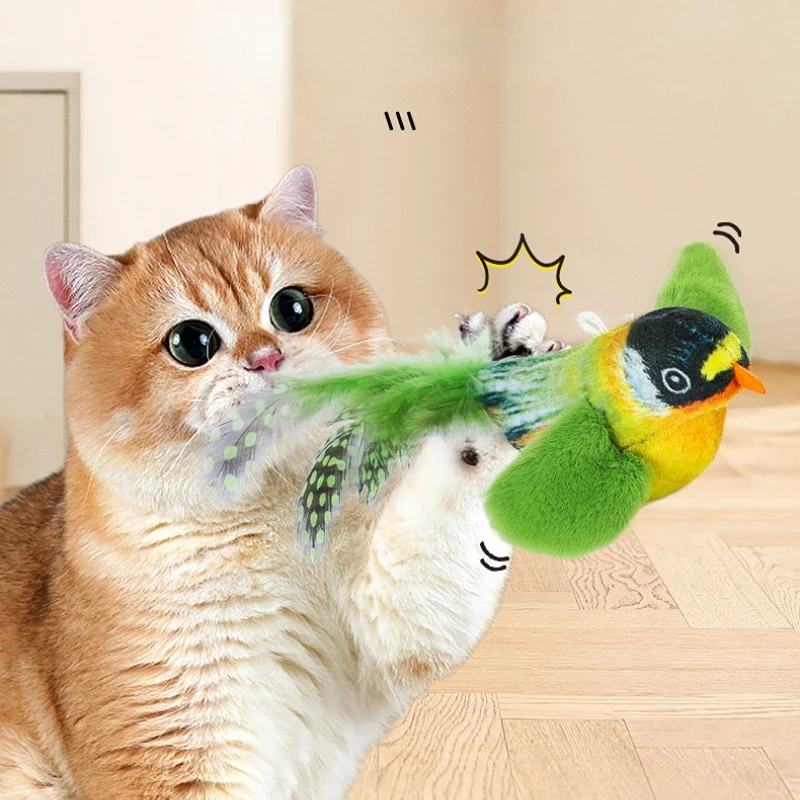 Katzenspielzeug Vogel macht Geräusche und kann aufgehängt werden , ideal zum Trainieren des Jagdinstinkts