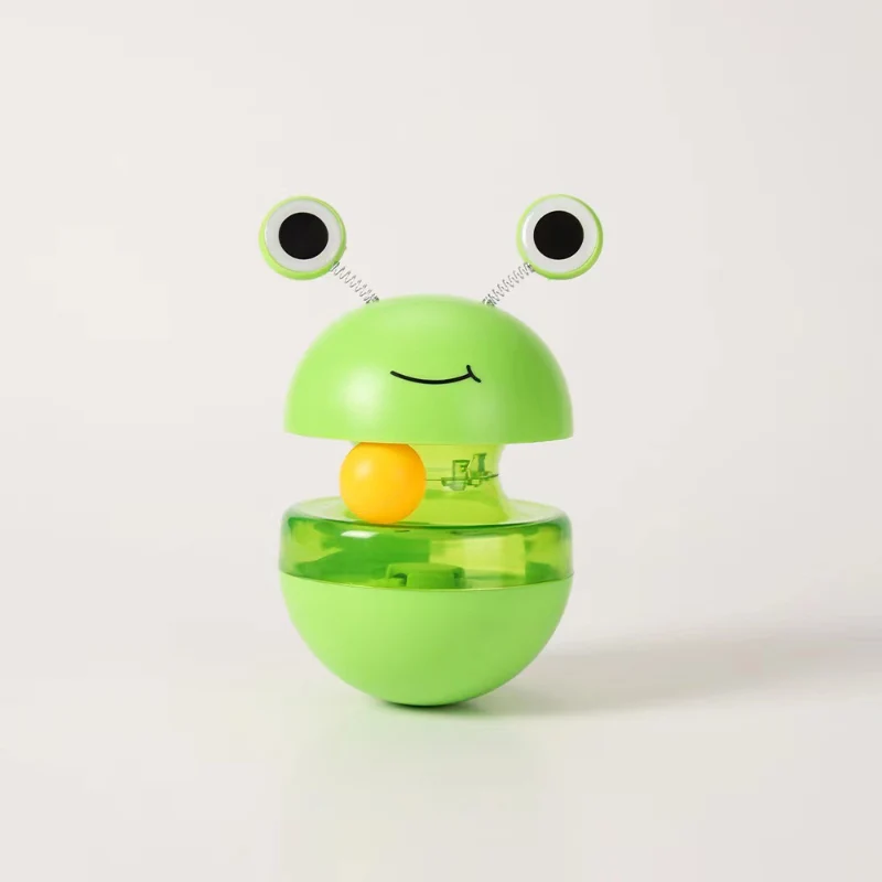 Katzenspielzeug Futter auslaufender Ball Froschform Becher Slow Food, 360° rollendes lustiges Puzzlespiel