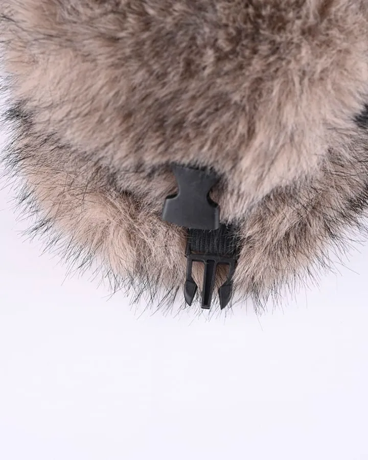 Horn Faux Mink Fur Trapper Hat