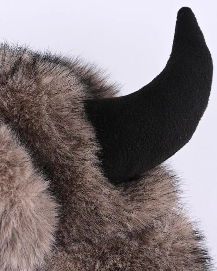 Horn Faux Mink Fur Trapper Hat