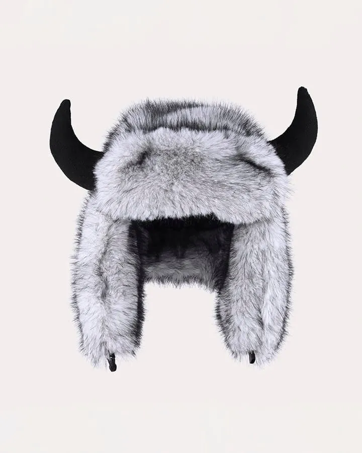 Horn Faux Mink Fur Trapper Hat