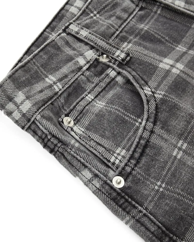 Retro Plaid Wide-Leg Casual Pants