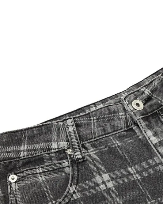 Retro Plaid Wide-Leg Casual Pants