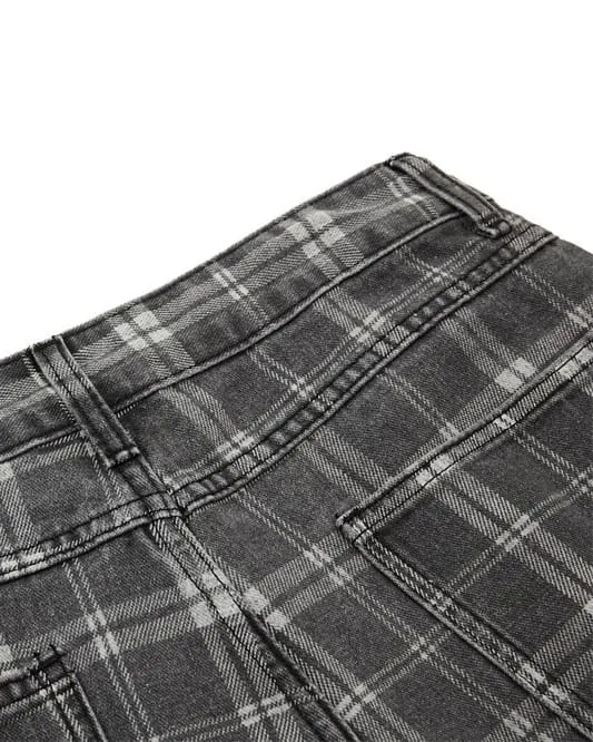 Retro Plaid Wide-Leg Casual Pants