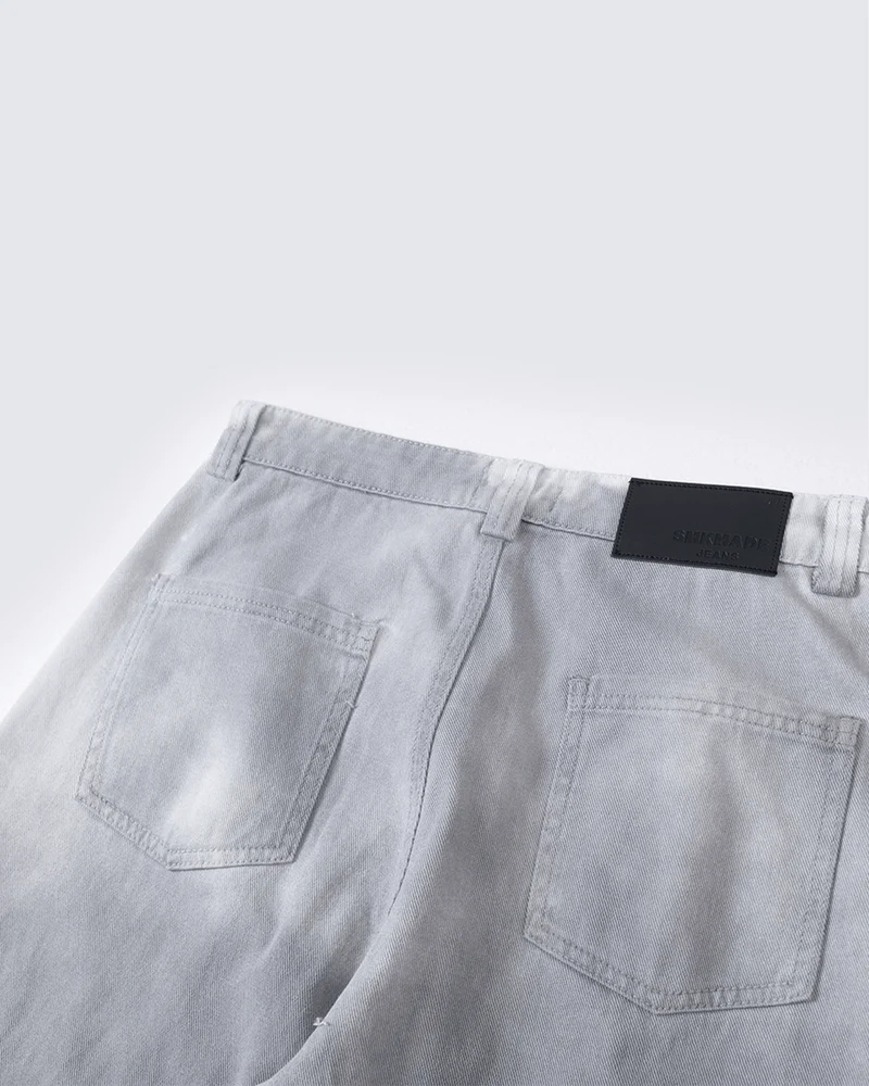 Grey Wide-Leg Panel Denim Pants