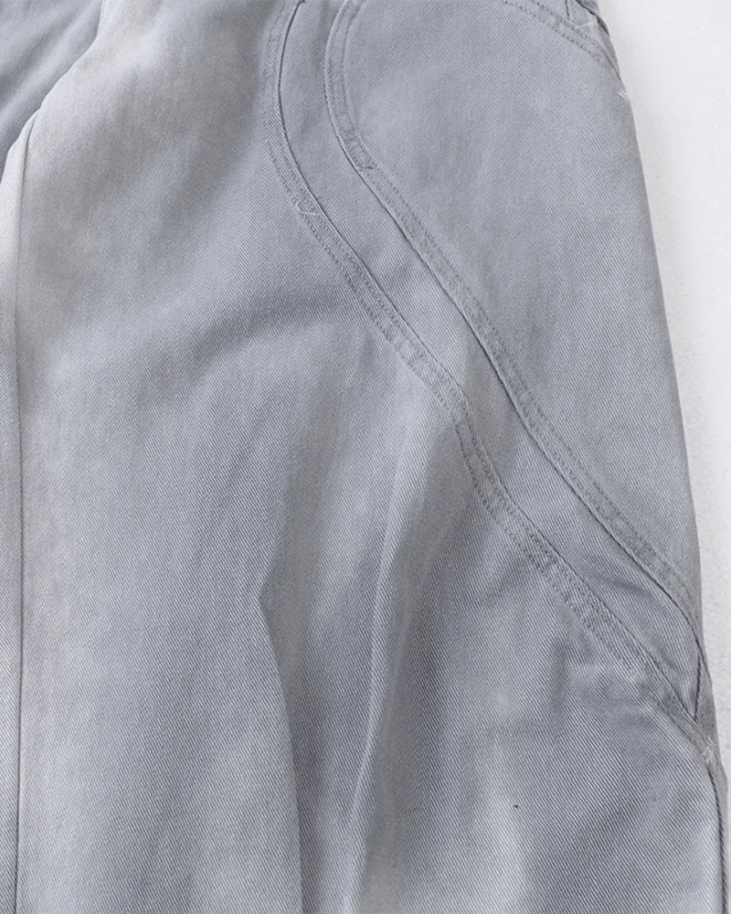 Grey Wide-Leg Panel Denim Pants