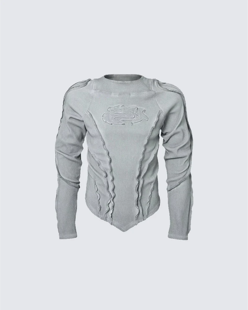 American Vintage Washed Distressed Moto Mecha Sweatshirt