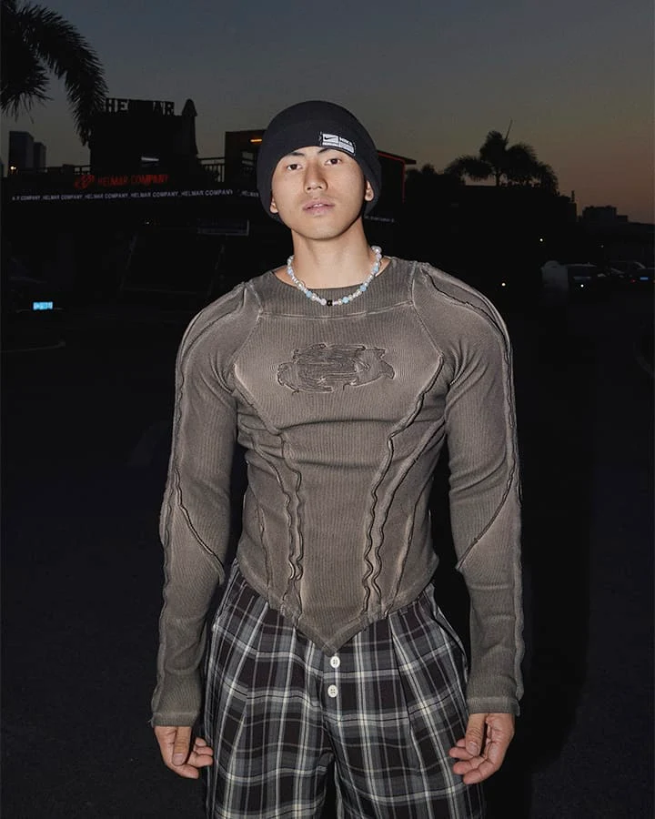 American Vintage Washed Distressed Moto Mecha Sweatshirt