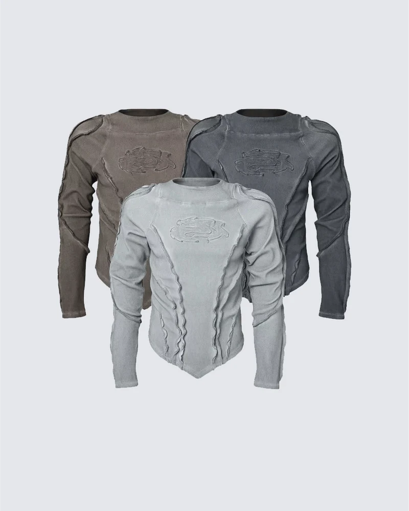 American Vintage Washed Distressed Moto Mecha Sweatshirt