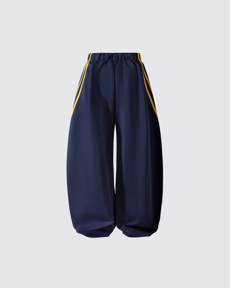 Wide-Leg Contrast Stripe Track Pants