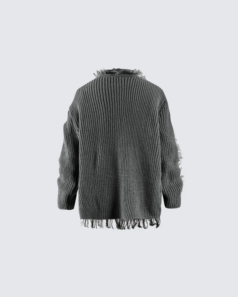 Distressed Knit Open-Front Cardigan