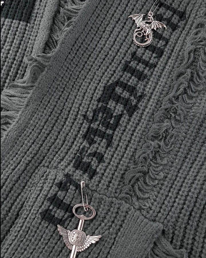 Distressed Knit Open-Front Cardigan
