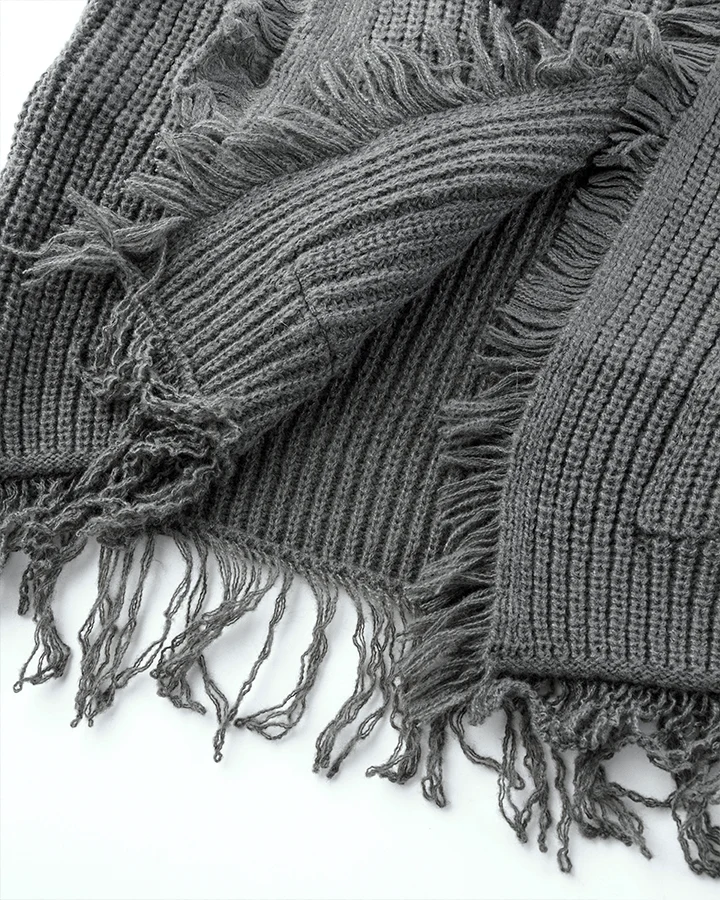 Distressed Knit Open-Front Cardigan