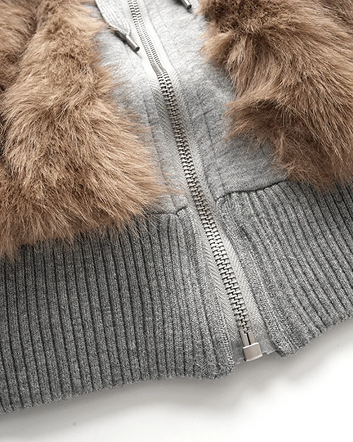 Faux Fur Layered Hooded Jacket