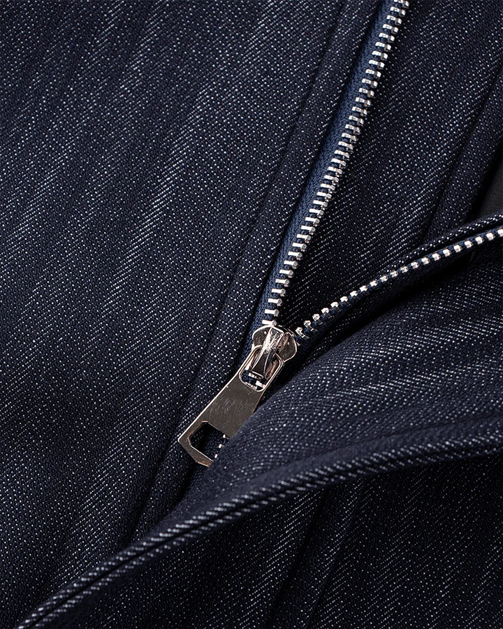 Denim Stand Collar Zip-Up Jacket