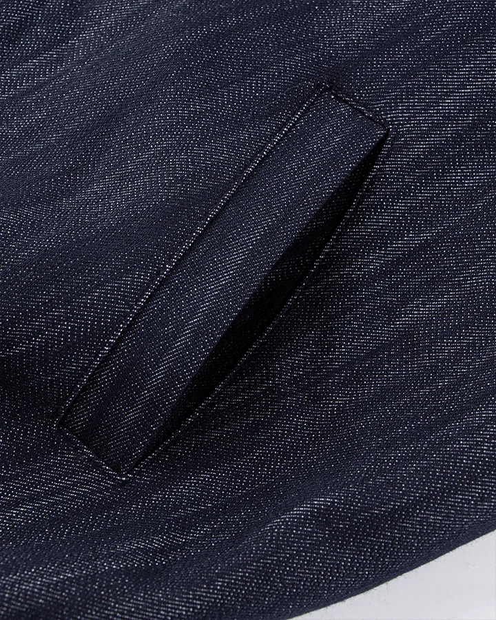 Denim Stand Collar Zip-Up Jacket