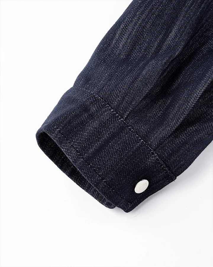 Denim Stand Collar Zip-Up Jacket