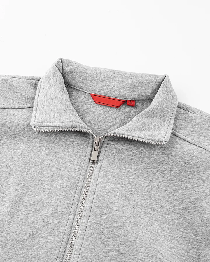 Loose-Fit Zip-Up Sweatshirt with White Piping