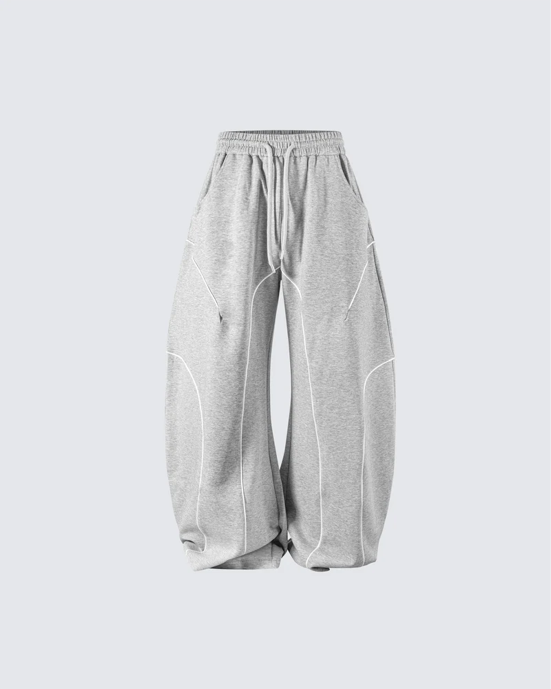 Loose-Fit Sweatpants with White Piping
