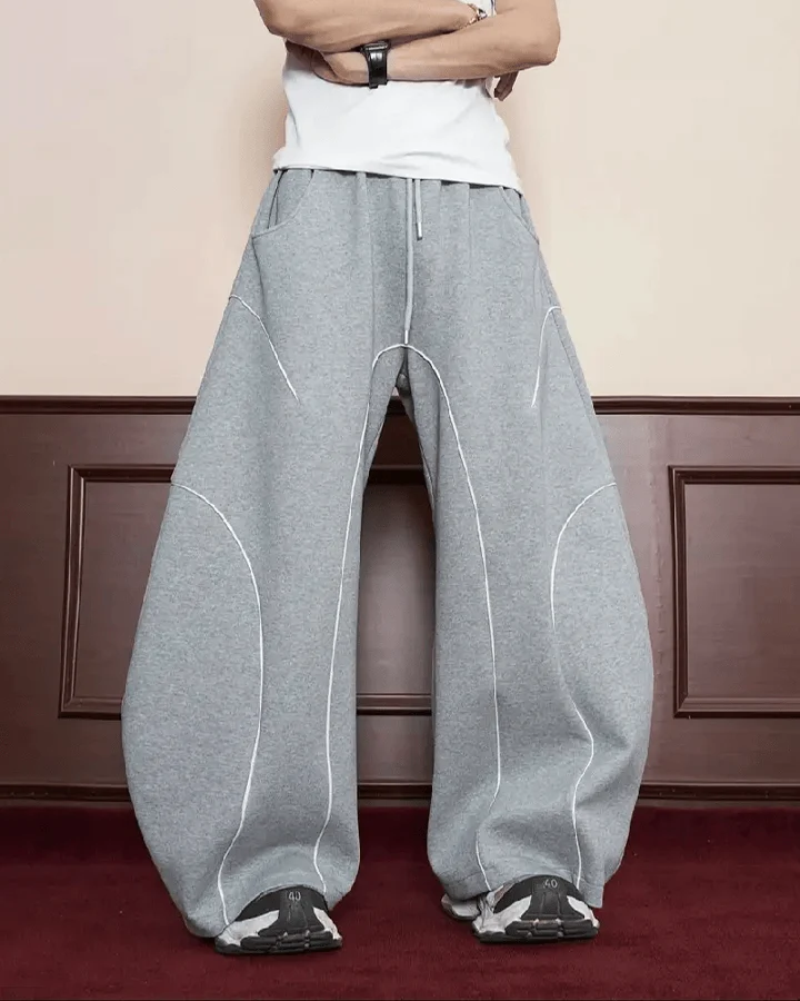 Loose-Fit Sweatpants with White Piping