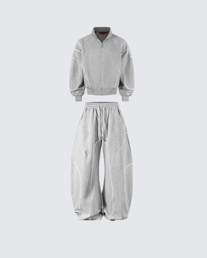 Loose-Fit Sweatpants with White Piping