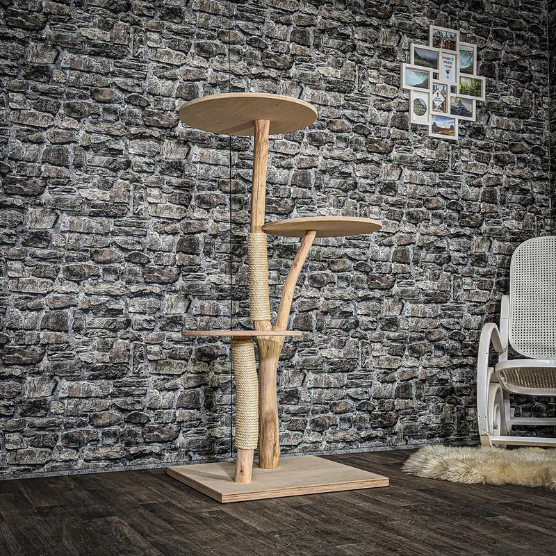 Naturkratzbaum 4003 Kratzbaum Natur Holz Design 135 cm hoch Katzenbaum