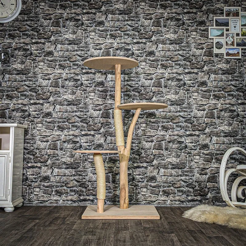 Naturkratzbaum 4003 Kratzbaum Natur Holz Design 135 cm hoch Katzenbaum
