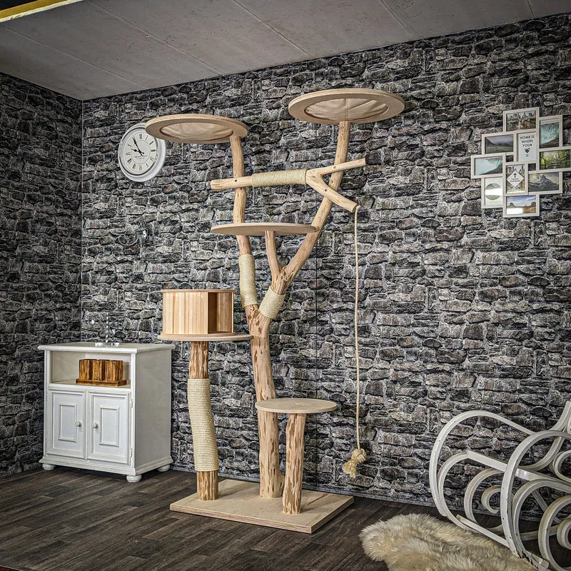 Naturkratzbaum 4006 Kratzbaum Natur Holz Design 205 cm hoch Katzenbaum