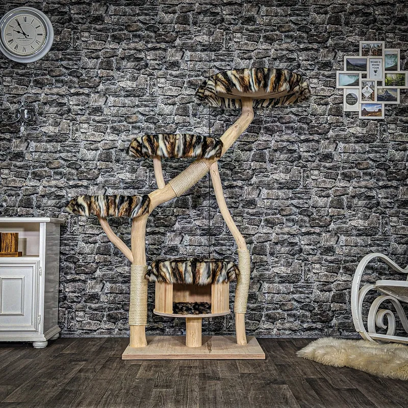 Naturkratzbaum 4009 Kratzbaum Natur Holz Design 160 cm hoch Katzenbaum