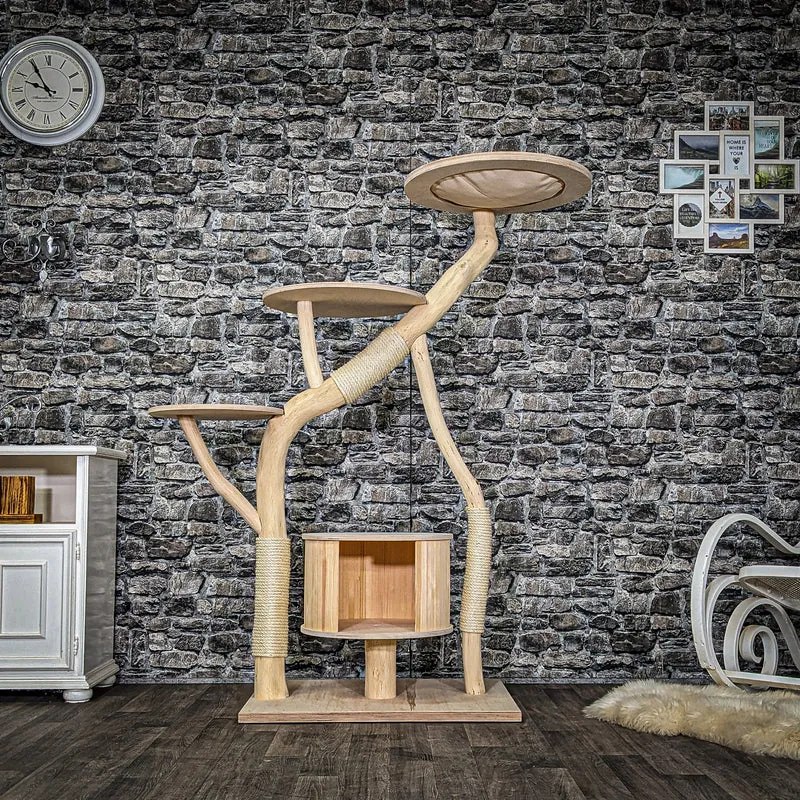 Naturkratzbaum 4009 Kratzbaum Natur Holz Design 160 cm hoch Katzenbaum