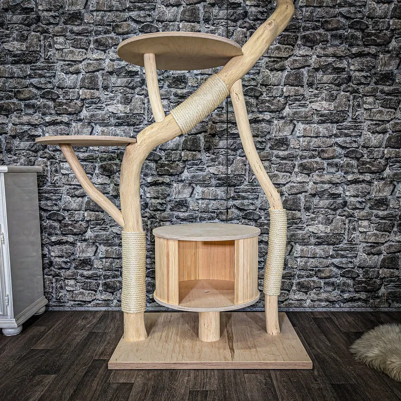 Naturkratzbaum 4009 Kratzbaum Natur Holz Design 160 cm hoch Katzenbaum
