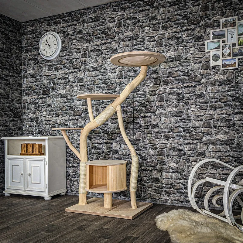 Naturkratzbaum 4009 Kratzbaum Natur Holz Design 160 cm hoch Katzenbaum