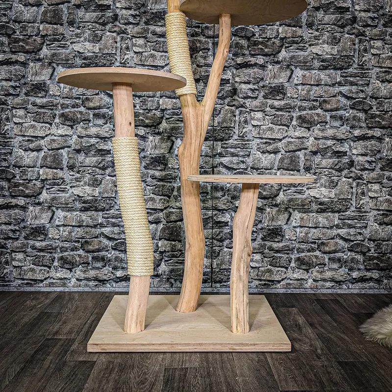 Naturkratzbaum 4012 Kratzbaum Natur Holz Design 145 cm hoch Katzenbaum