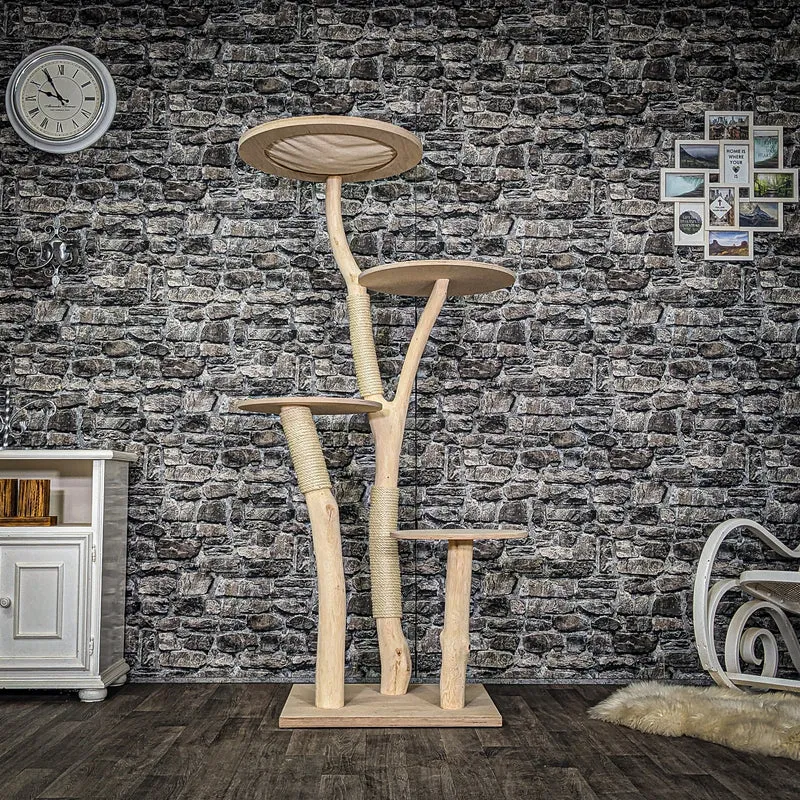Naturkratzbaum 4015 Kratzbaum Natur Holz Design 175 cm hoch Katzenbaum