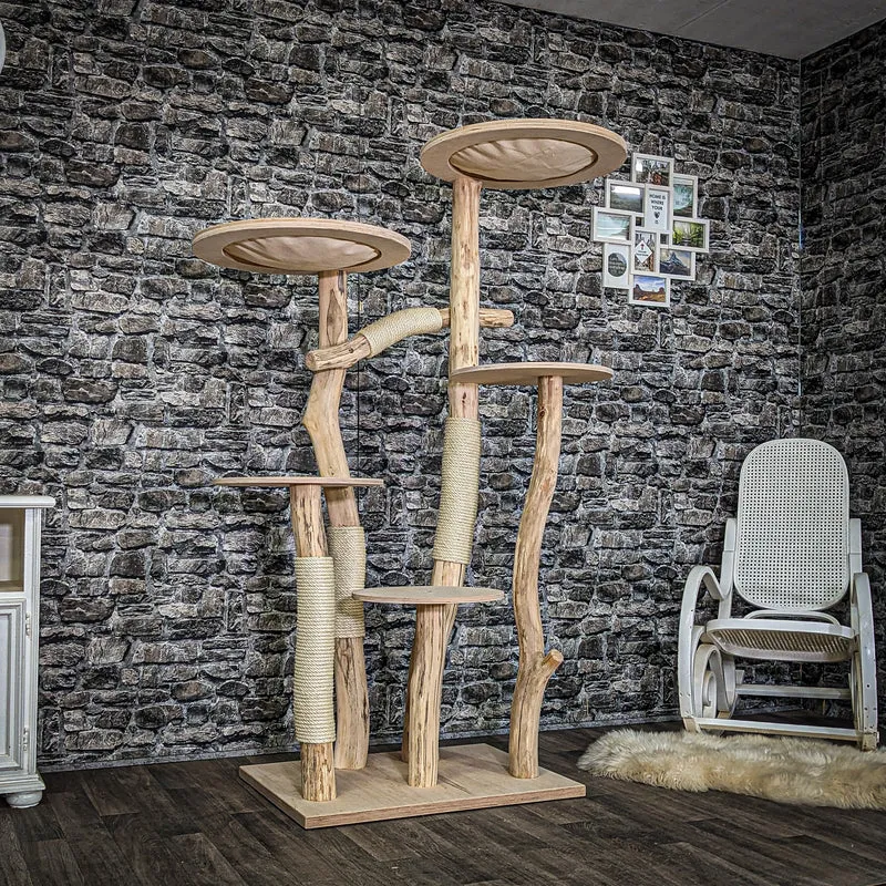 Naturkratzbaum 4018 Kratzbaum Natur Holz Design 175 cm hoch Katzenbaum
