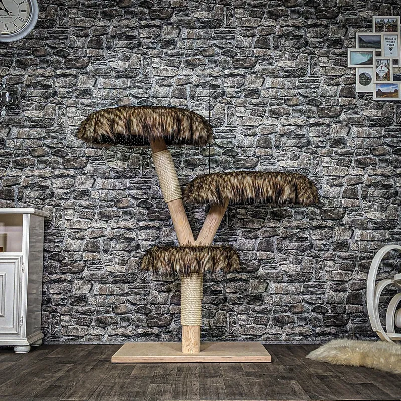 Naturkratzbaum 4022 Kratzbaum Natur Holz Design 120 cm hoch Katzenbaum