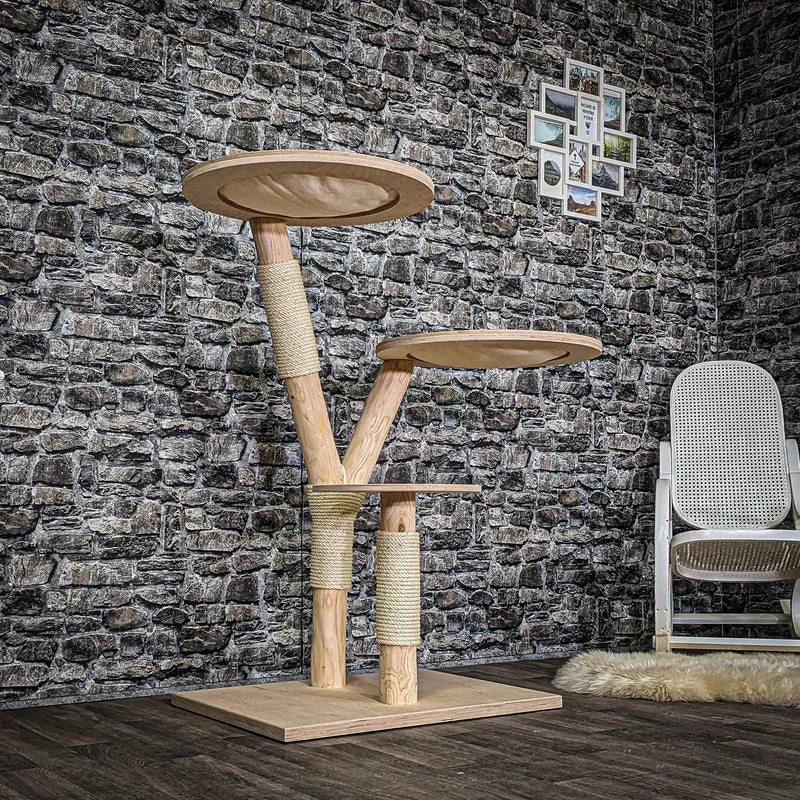 Naturkratzbaum 4022 Kratzbaum Natur Holz Design 120 cm hoch Katzenbaum