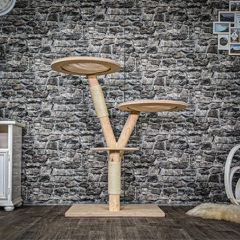 Naturkratzbaum 4022 Kratzbaum Natur Holz Design 120 cm hoch Katzenbaum