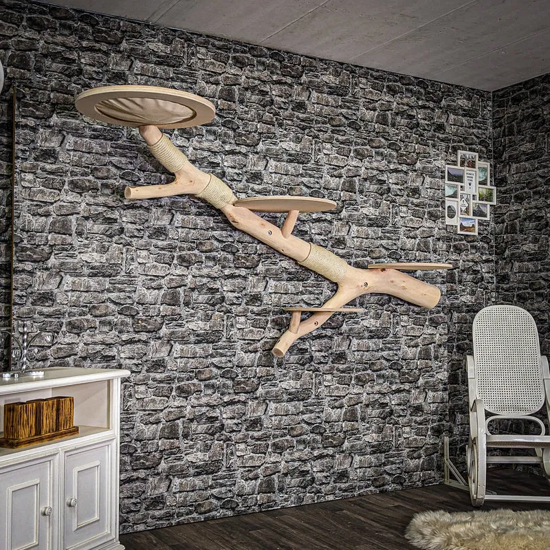 Wandkratzbaum 4023 Naturkratzbaum 220 cm lang Kratzbaum Natur Holz Design