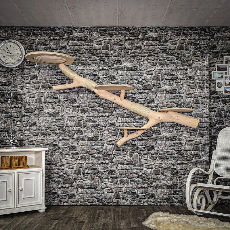 Wandkratzbaum 4023 Naturkratzbaum 220 cm lang Kratzbaum Natur Holz Design