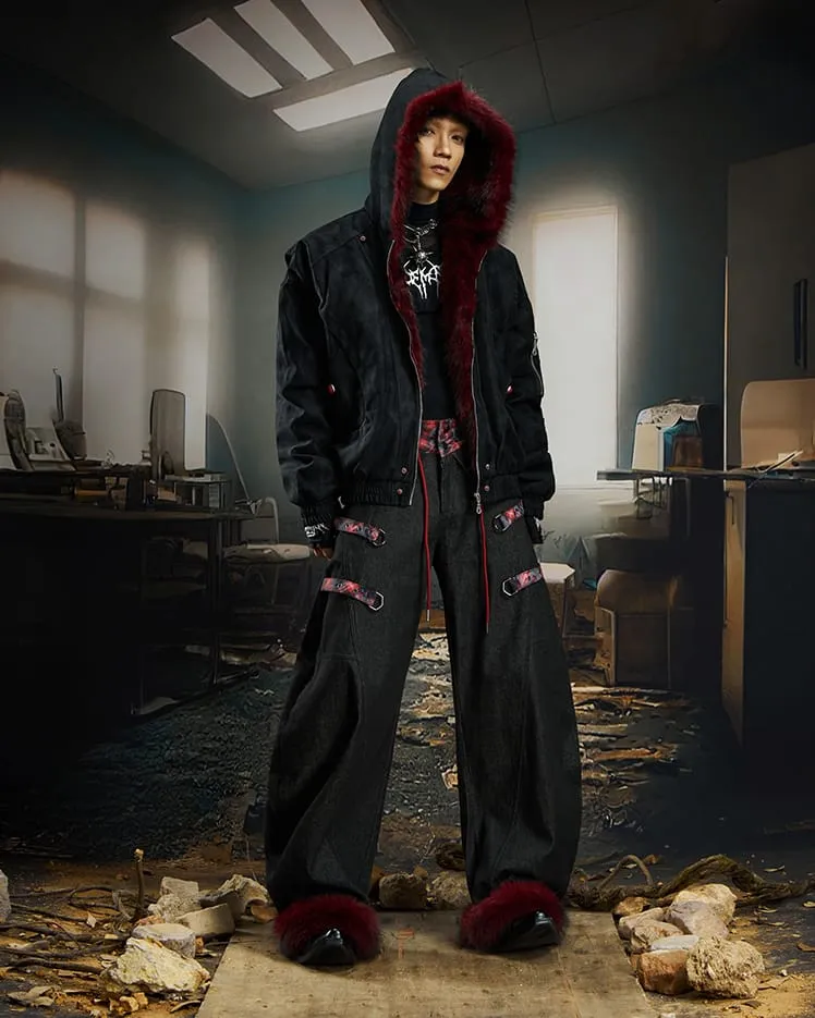 American Retro Fur-Collar Fleece-Lined Cotton Jacket