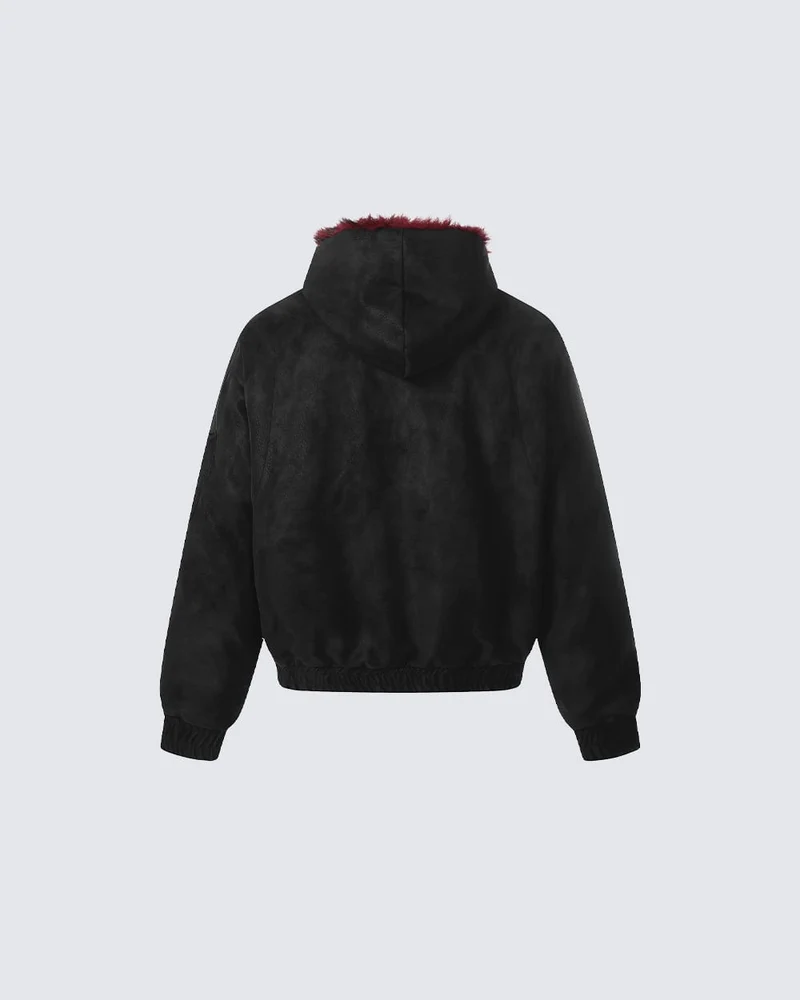American Retro Fur-Collar Fleece-Lined Cotton Jacket