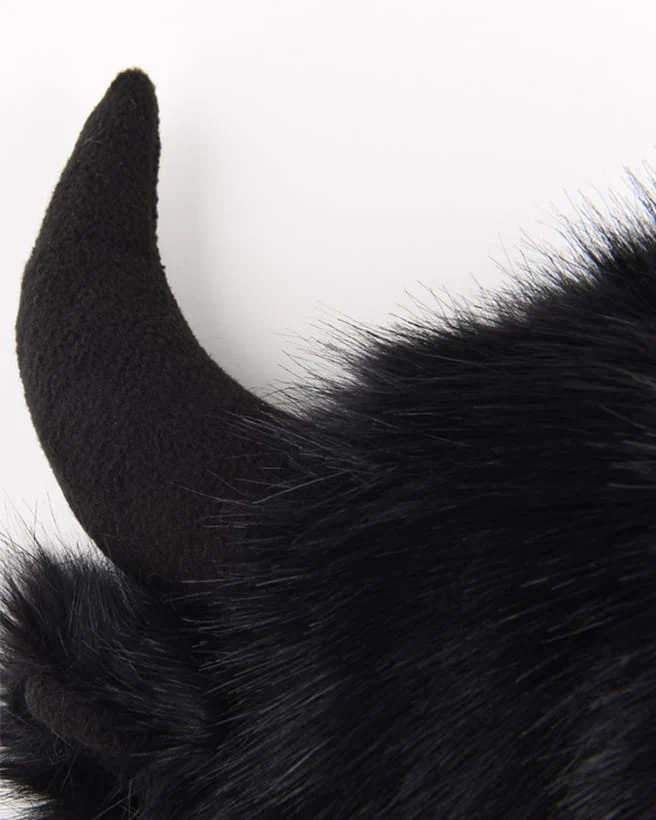 Black Horn Faux Fur Trapper Hat