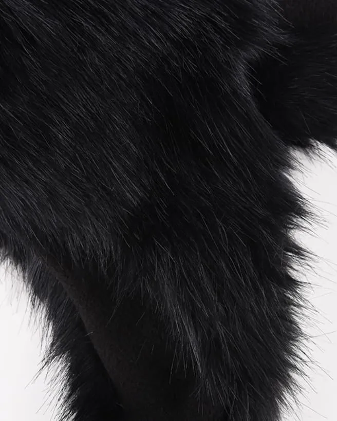 Black Horn Faux Fur Trapper Hat