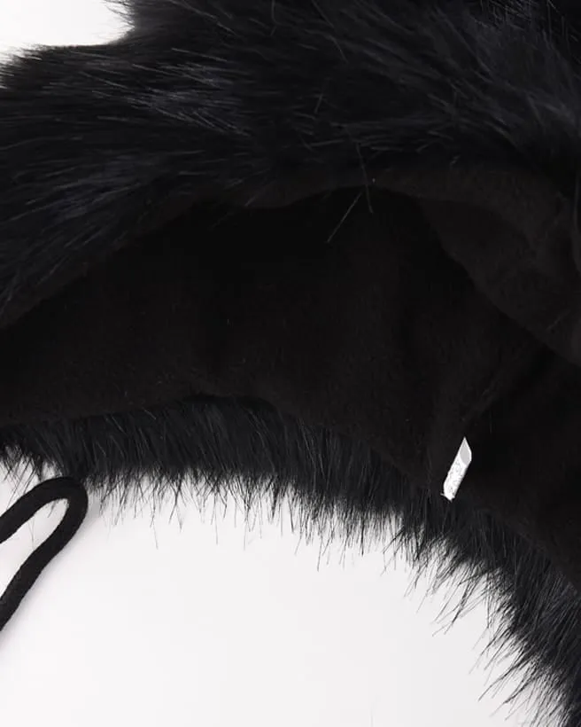 Black Horn Faux Fur Trapper Hat